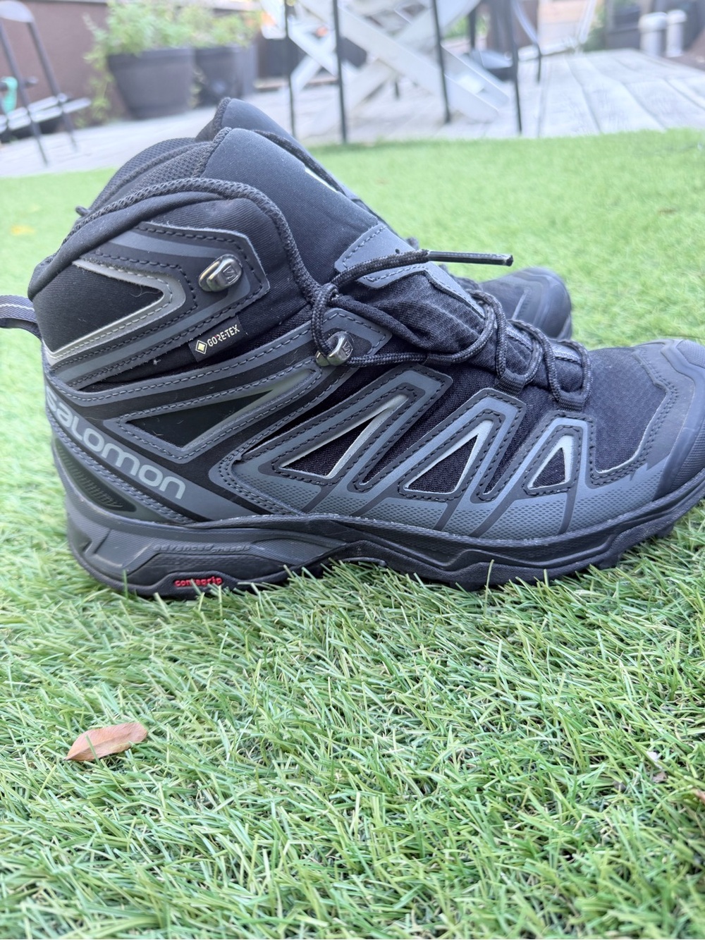 Salomon Black and Gray Gore-Tex Mid Hiker Boots